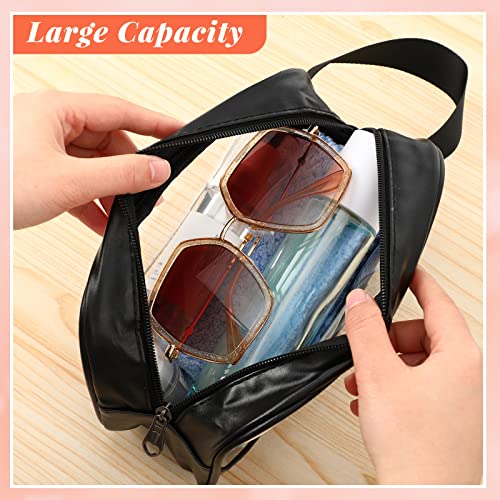 Buryeah 12 Pieces Toiletry Bags Bulk for Women Men Translucent Small Travel Makeup Pouch Portable Waterproof Organizer Set for Accessories Toiletries Gifts for Wedding(Black)