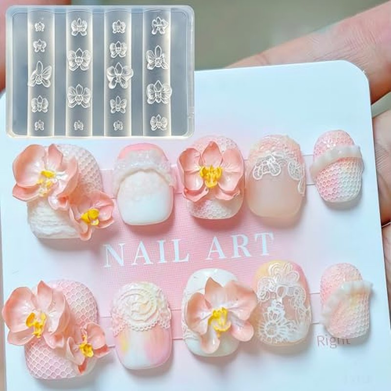 3D Flower Nail Art Molds Set - Lotus, Cherry Blossom, Orchid