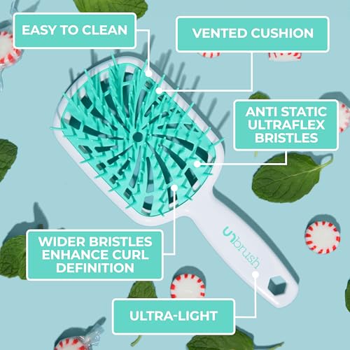 FHI Heat UNbrush Plus Detangling Hair Brush Mint Swirl for Fine & Fragile Hair