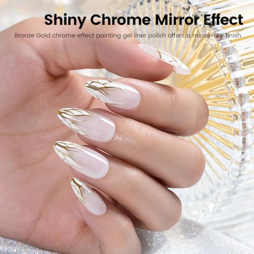 RARJSM Metallic Gel Liner Nail Art Polish Set - Mirror Chrome 3D Effect