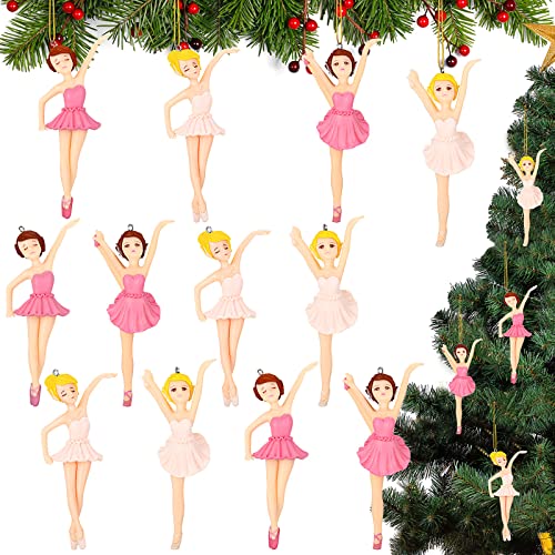 24 Pcs Ballerina Christmas Tree Ornament Decorations Christmas Resin Ballet Ornament Hanging for Christmas Tree Ballet Dancer Gift for Christmas Pendant Xmas Party Decor