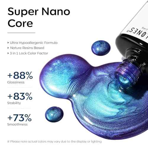 modelones Blue Gel Nail Polish, 15 ML Chameleon Purple Polish Black Holographic Blue Shimmer Glitter Polish Soak Off LED Winter Nail Art Gel DIY Salon Gift