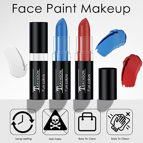 Blue White Red Face Paint Stick Set - Sports & Cosplay