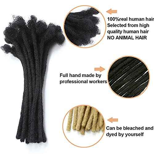 100% Human Hair Dreadlock Extensions for Men/Women 0.6cm Width Full Hand-made 6 Inch 60 Strands Permanent Locs Extensions Can be Dyed and Bleached