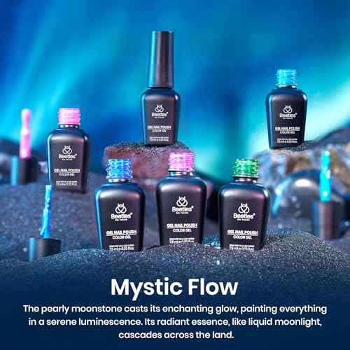 Beetles Pearl Gel Nail Polish Set, Dark Color Pink Red Purple Green Blue Nail Drawing Gel Polish 6 Colors Shimmer Mystic Flow Swirl Thread Effect Soak Off LED UV Curing for DIY Nail Art
