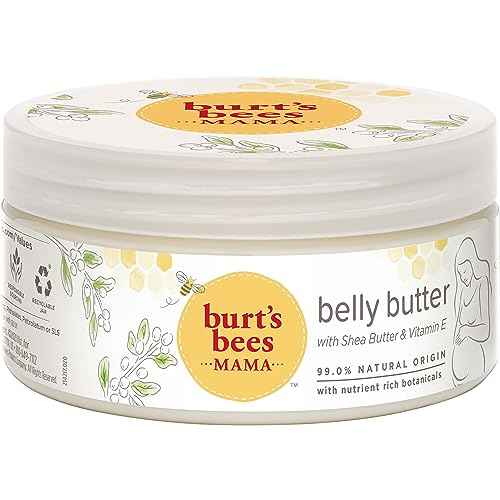 Burt's Bees Mama Belly Butter Stretch Mark Cream for Pregnancy Massages Body & Reduces Scar Appearance, Prenatal & Postnatal Tummy Skin Care, Shea Butter & Vitamin E Rich Formula, 6.5 Oz (Pack of 3)