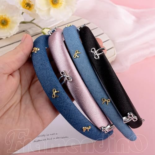 Framendino 4 Pack Thin Padded Bow Headbands for Women