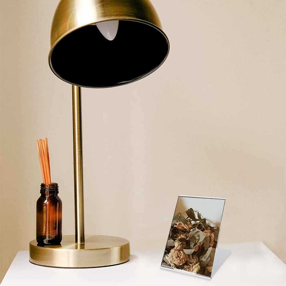 LELE LIFE 2Pack Ultra-Slim Portable Folding Mirror, Aluminum Shell, Easy to Carry Travel Makeup Mirror, Desktop Folding Mirror Vanity Mirror, 5.9×3.9in, M