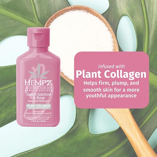 Hempz Mini Collagen-Infused Jasmine & Rose Body Moisturizer, 1 oz - Paraben-Free, Vegan, Cruelty-Free (Pack of 2)