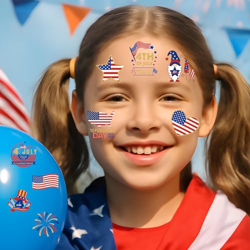 4th of July Temporary Tattoos for Kids - 180pc Patriotic Set