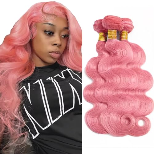 Pink Body Wave Human Hair Bundles 3-Pack 12-34 Inch