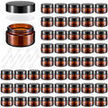 Honeydak 48 Pack 0.7oz Glass Jars with Lids, Glass Cosmetic Jars, Reusable Empty Round Cosmetic Container for Creams and Ointments (Amber)