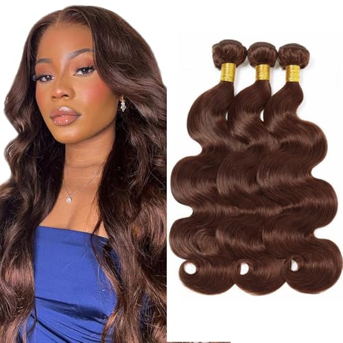 Brown Body Wave Human Hair Bundles - 28 30 32 Inch