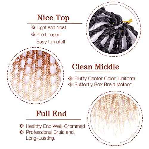 7 Packs Butterfly Locs Crochet Hair 24 Inch Crochet Box Braids Pre Looped Butterfly Box Braids Crochet Hair Crochet Braids for Women (24 Inch,7 Pack,1B/30/613)