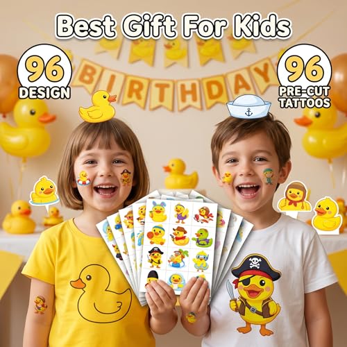 96 Cute Duck Temporary Tattoos for Kids | Party Favors