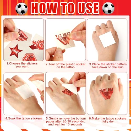 Red Team Spirit Temporary Tattoos, 180 Pcs 36 Styles