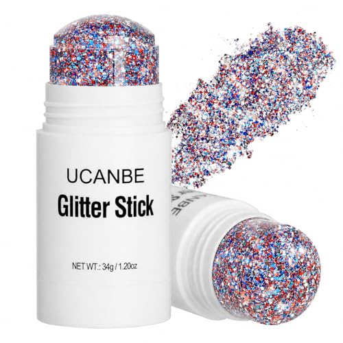 Red White Blue Glitter Stick for Face & Body Makeup