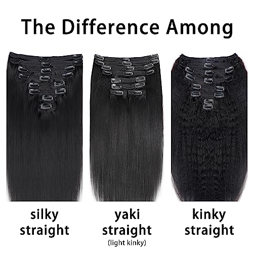 12 Inch Yaki Straight Clip In Hair Extensions #1B