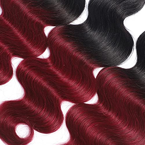 Human Hair Extensions Burgundy Body Wave Bundle 14-18 Inch 3 Pack 150g