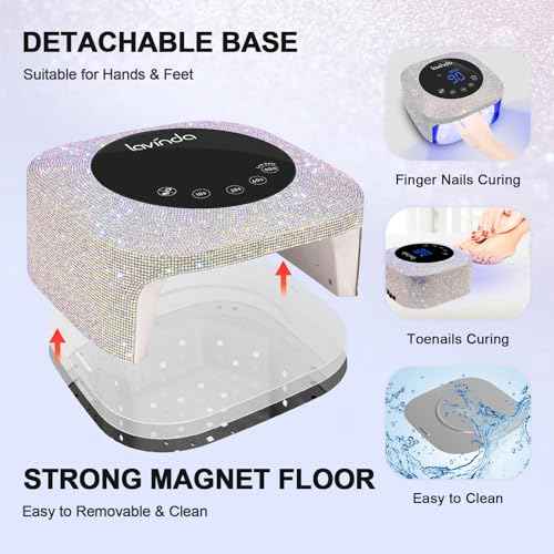 Lavinda UV LED Nail Lamp, 54W Rechargeable Cordless Nail Lamp Nail Dryer Gel Polish UV Nail Light with 4 Timer Setting, Professional Quick Dry Curing Lamp with Display Auto Sensor for Salon & Home