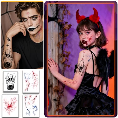 Zombie SFX Makeup Tattoos - 30 Sheets Halloween & Cosplay Scar Wounds