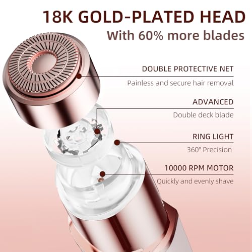 Rechargeable Facial Hair Remover for Women with 2 Replacement Heads
