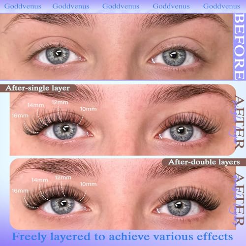 Goddvenus Q-Natural Curly Lash Clusters 10-16mm Eyelash Extensions 144pcs