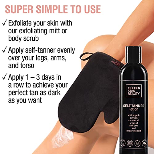 Self Tanner Lotion with Tanning Mitt & Tan Extender Daily Moisturiser for Beautiful and Long-lasting Sunless Tan