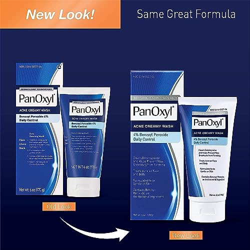 PanOxyl 4 Acne Creamy Wash, 4% Benzoyl Peroxide 6 oz (Pack of 5)