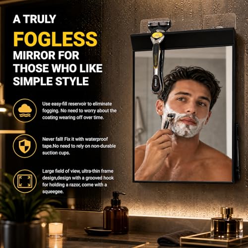 Fogless Shower Mirror for Shaving, 10" x 6.7" HD Glass