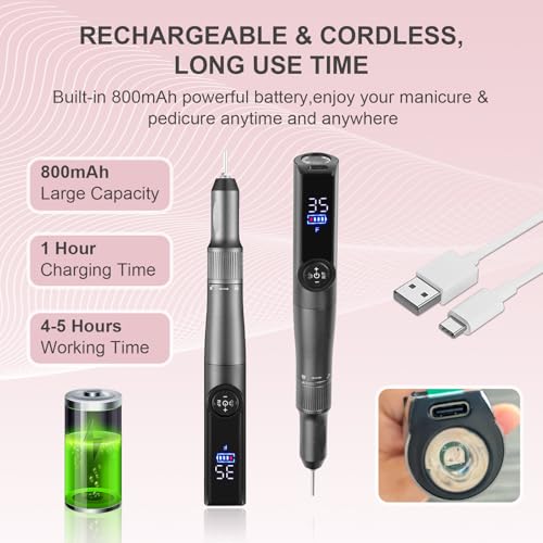 ShineCai 2-in-1 Electric Nail Drill & UV Lamp - 35000 RPM, Cordless
