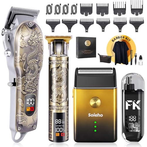 Hair Clipper for Men Set Cordless Electric Hair Clipper T-Shaped Beard Trimmer Nose Hair Trimmer Electric Shaver Professional Haircutting and Beauty Kit