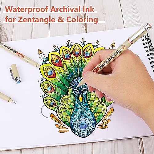 Micro Fineliner Drawing Art Pens: 9 Colors Fine Point 0.5mm Bible No Bleed Smooth Journal Zentangle Study Supplies Colored Waterproof 05 Micro Line Needle Tip Fineliner Thin Gel Felt Ink Marker