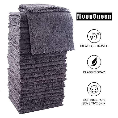 MOONQUEEN Ultra Soft Washcloths Set 24 Pack 12x12 Grey