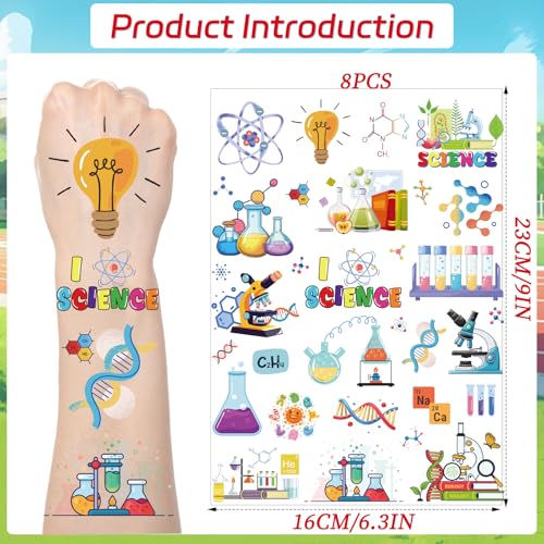 Science Temporary Tattoos - 200+ Pieces, 8 Sheets