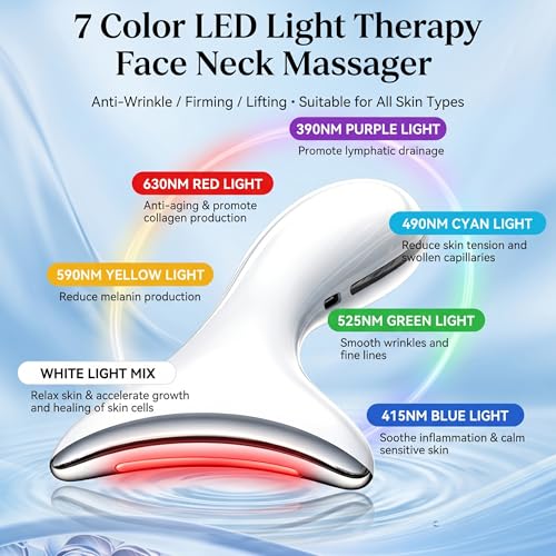 7-Color LED Red Light Therapy Face & Neck Massager