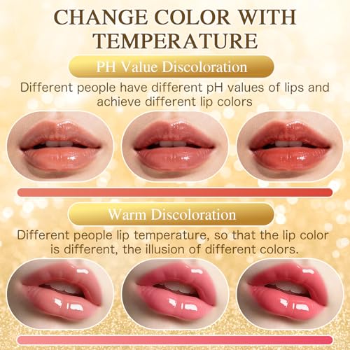 pH Color Changing Lip Balm with 24K Gold, 24H Hydrating