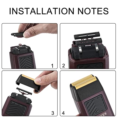 Replacement Foil Professional 5 Star Series Finale Shaver Shaper Super Close and Cutter Bar Assembly Compatible with Wahl Shaver Foil Model 7043-100,7031-100 Replacement Heads(4 Pack Gold)