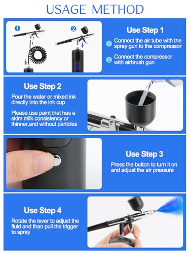 Kalolary Airbrush Kit with Compressor – 0.3mm Nozzle, Rechargeable