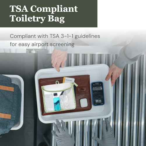 ReZip TSA Approved Travel Toiletry Bag with Hanging Loop, Travel Quart Bag? Reusable Clear Makeup bags with zipper, Clear Pouch for Travel Essentials, Cosmetic | BPA-Free, Machine Washable - Sage