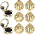 AceOrbit Mermaid Shell Hair Brush with Mirror - 6 Pcs Compact Travel Set