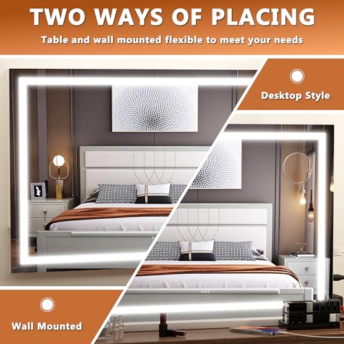 28" x 20" LED Makeup Mirror with Dimmable Touch Control