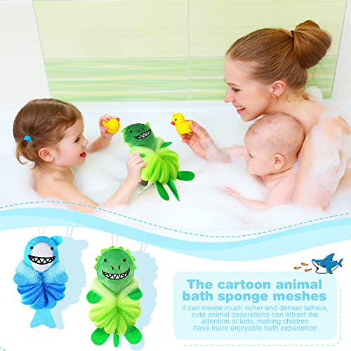 Kids Bath Loofahs 2-Pack - Cute Animal Sponges for Children