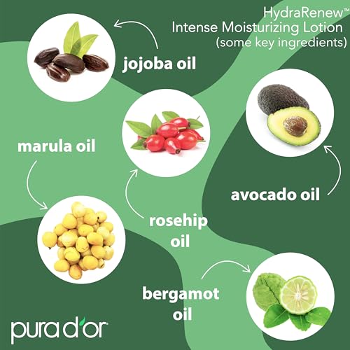 PURA D'OR HydraRenew Intense Moisturizing Lotion for Ultra Dry Skin ? Hand & Body Cream with Cocoa & Shea Butters, Hyaluronic Acid, GHK-Cu Copper Tripeptide-1, Marine Collagen, Plant Stem Cells, 16 oz