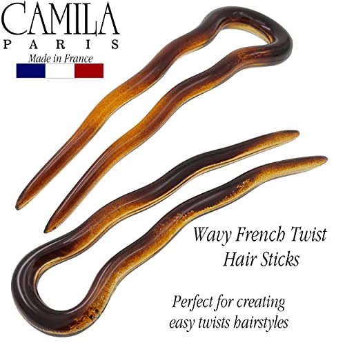Camila Paris AD823 French Twist Hair Sticks - Tortoise Shell Bun Pins