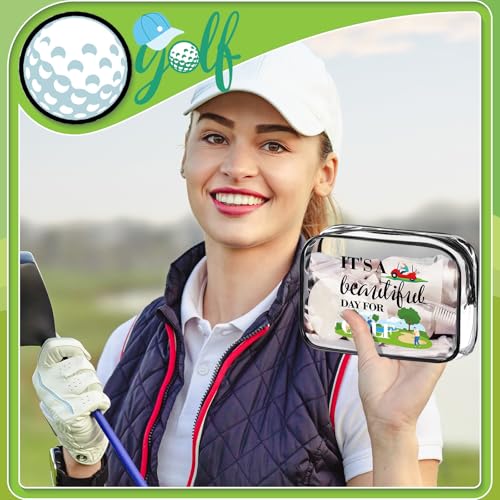Kacctyen 12 Pcs Golf Pouch for Women 7 x 4.7 x 2.4 Inch Golf Cosmetic Makeup Bags PVC Clear Cheer Case Toiletry Pouch for Women Purse Zipper Bulk Goodie Gifts Accessory Team Party
