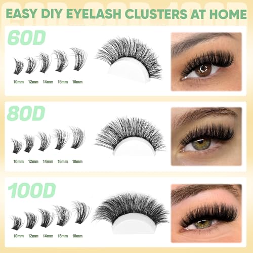Zenotti Wispy Eyelash Clusters 60D 80D 100D Mixed Length 290PCS Natural & Voluminous