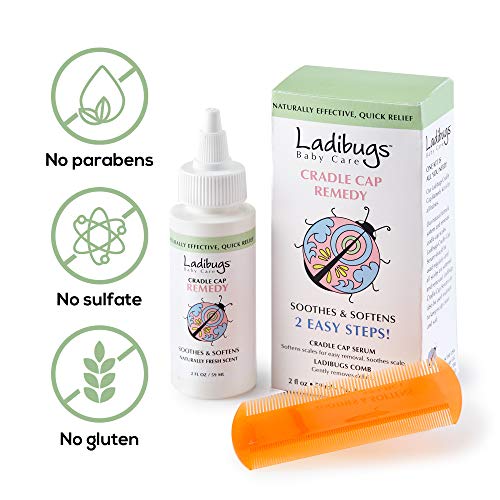 Ladibugs Baby Cradle Cap Remedy Kit - Gentle 2-Step Serum & Comb Set