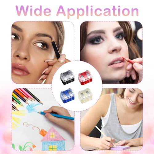 Dual Hole Cosmetic Pencil Sharpener 4-Pack for Eyeliner & Lip Liner
