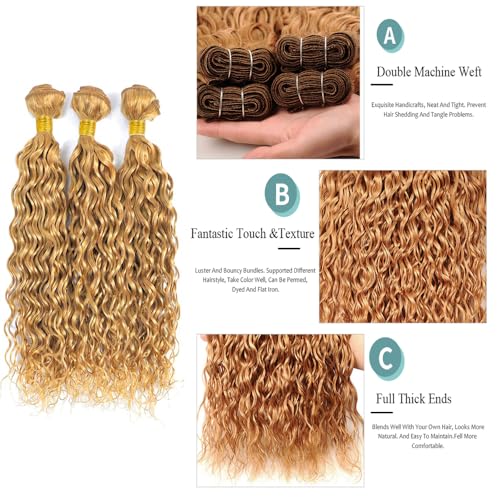 #27 Honey Blonde Water Wave Human Hair Bundles - 22 Inch